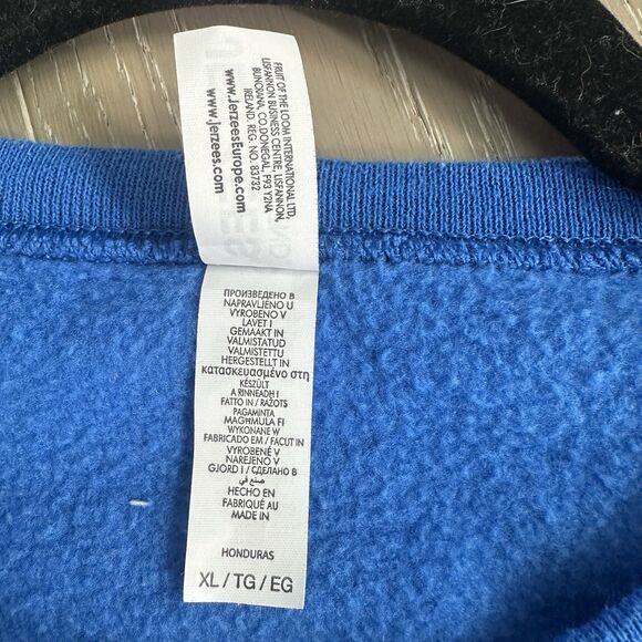 NY Giants Blue Monochrome Embroidered Crewneck Sweatshirt Retro XL - Picture 5 of 6